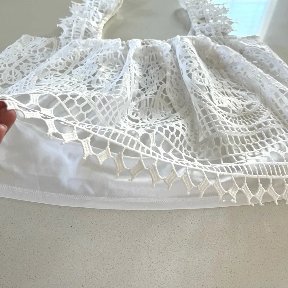 Express Lace Ruffle Sleeve Tank Top - Picture 8 of 12